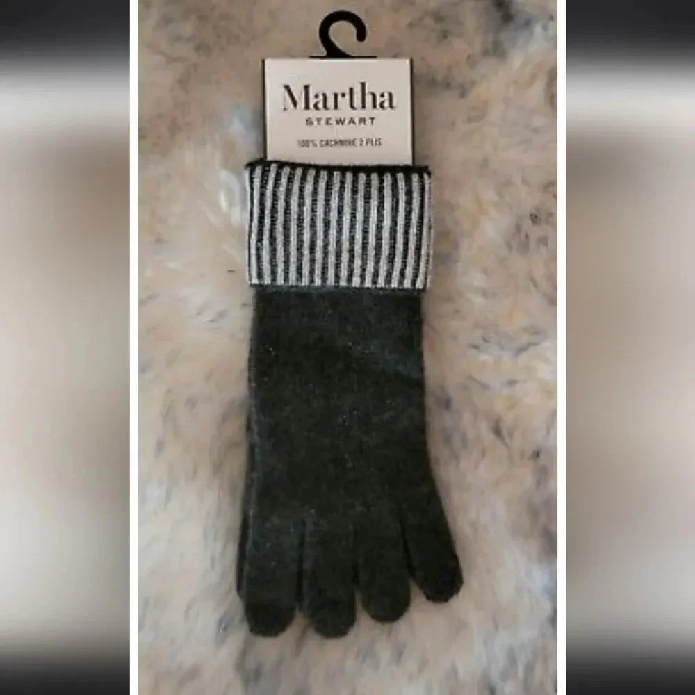 NWT Martha STEWART 100% 2 -PLY CASHMERE WOMEN'S dark Heather Grey WINTER…